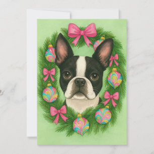 Boston Terrier Kerstkaart