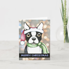 Boston Terrier-kerstkaart Feestdagen Kaart