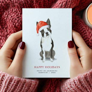 Boston Terrier-kerstkaart Feestdagenkaart