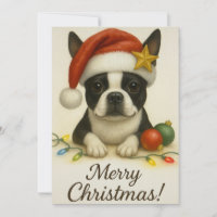 Boston Terrier Kerstkaart