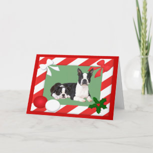 Boston Terrier-kerstkaart Lijst Feestdagen Kaart