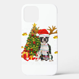 Boston Terrier kerstlampjes — kerstkerstmis Pa iPhone 12 Pro Hoesje