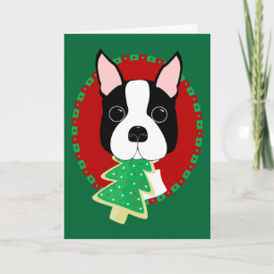 Boston Terrier Kerstmis Feestdagen Kaart