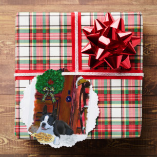 Boston Terrier Kerstmis Ornament Kaart