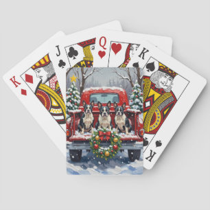 Boston Terrier Kerstmis Rode Truck Winter Pokerkaarten