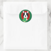 Boston Terrier Kerstmis Ronde Sticker (Tas)