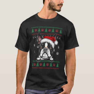 Boston Terrier Kerstmis Ugly Sweater Dog-mas T-shirt