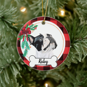 Boston Terrier Kerstornament Keramisch Ornament