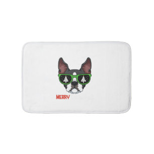 Boston Terrier KerstPajama Dog Sunbribril X-M Badmat
