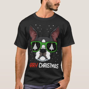 Boston Terrier KerstPajama Dog Sunbribril X-M T-shirt