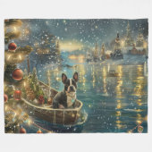 Boston Terrier kerstvakantie Fleece Deken (Voorkant (Horizontaal))