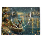 Boston Terrier kerstvakantie Groot Cadeauzakje (Voorkant)
