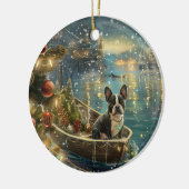 Boston Terrier kerstvakantie Keramisch Ornament (Links)