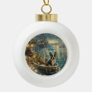 Boston Terrier kerstvakantie Keramische Bal Ornament