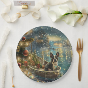 Boston Terrier kerstvakantie Papieren Bordje