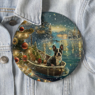 Boston Terrier kerstvakantie Ronde Button 6,0 Cm