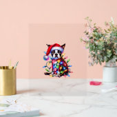 Boston Terrier Kerstverlichting Santa Hat Dog Love Acryl Bord (Huwelijk)