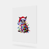 Boston Terrier Kerstverlichting Santa Hat Dog Love Acryl Bord (Hoek)