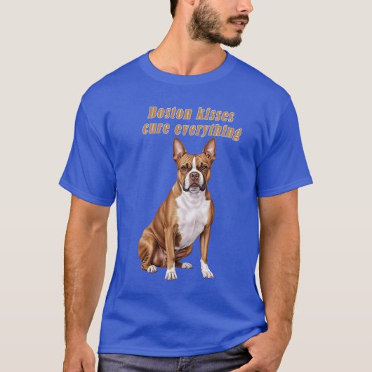 Boston Terrier Kisses Cure Everything – Men’s Dog  T-shirt (Voorkant)
