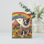 Boston Terrier Kleurrijk Circus Briefkaart (Staand voorkant)