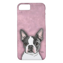 Boston Terrier-koffer met leuke hond-telefoon
