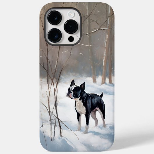 Boston Terrier Laat het sneeuwen Kerstmis Case-Mate iPhone Case (Achterkant)