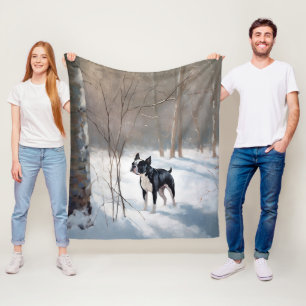 Boston Terrier Laat het sneeuwen Kerstmis Fleece Deken
