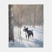 Boston Terrier Laat het sneeuwen Kerstmis Fleece Deken (Voorkant)