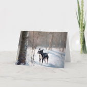 Boston Terrier Laat het sneeuwen Kerstmis Kaart (Voorkant)