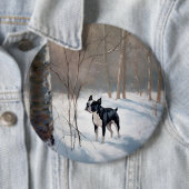 Boston Terrier Laat het sneeuwen Kerstmis Ronde Button 6,0 Cm (In situ)