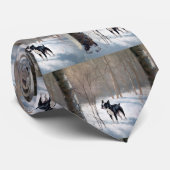 Boston Terrier Laat het sneeuwen Kerstmis Stropdas (Opgerold)