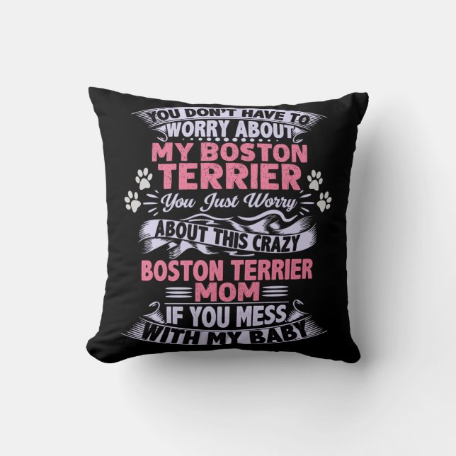 "Boston Terrier" lance l'oreiller. Coussin décorat (Recto)