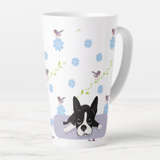 Boston Terrier Latte Mok (Rechterhoek)