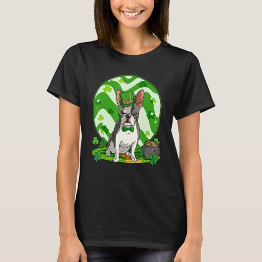 Boston Terrier Leprechaun Dog St Patricks Day Luc T-shirt (Voorkant)