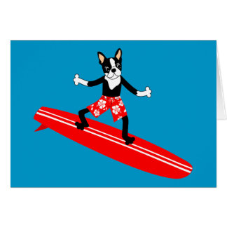 Boston Terrier Longboard Surfer
