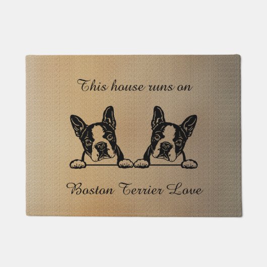 Boston Terrier loopt op Liefde Deurmat (Voorkant)