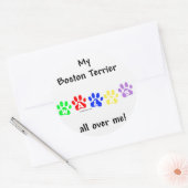 Boston Terrier loopt over me heen Ronde Sticker (Envelop)