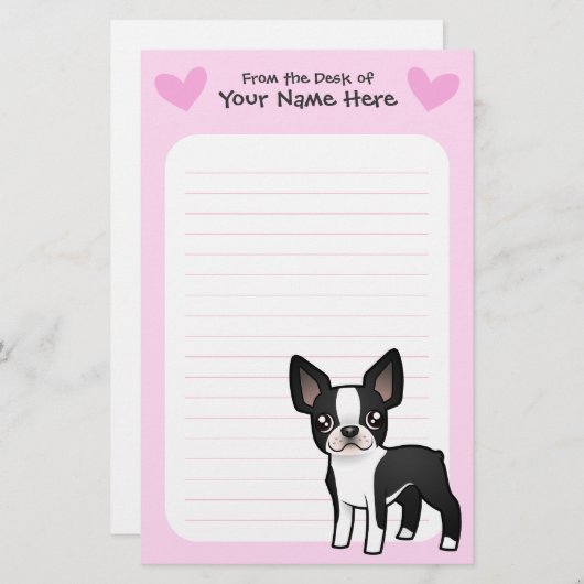 Boston Terrier Love Briefpapier (Voorkant / Achterkant)