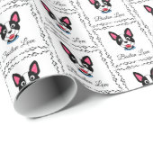 Boston Terrier Love Cadeaupapier (Rol Hoek)