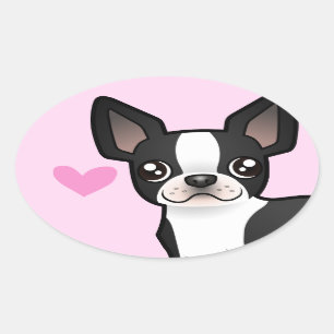 Boston Terrier Love Ovale Sticker