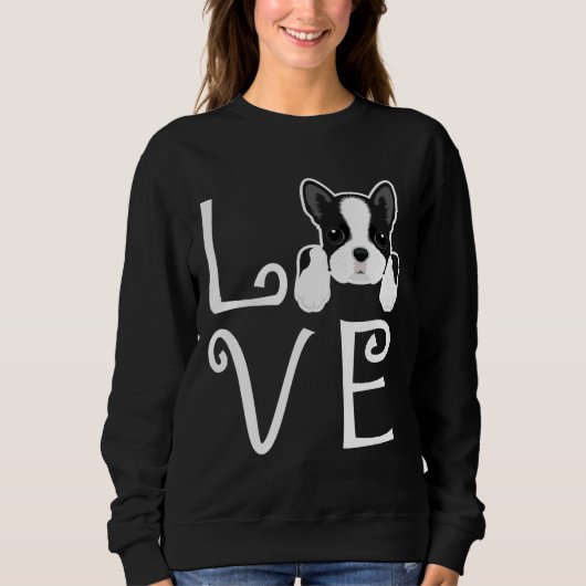 Boston Terrier Love Relaxed Fit Trui (Voorkant)