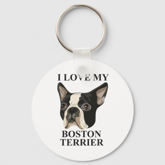 Boston Terrier Love Sleutelhanger (Voorkant)