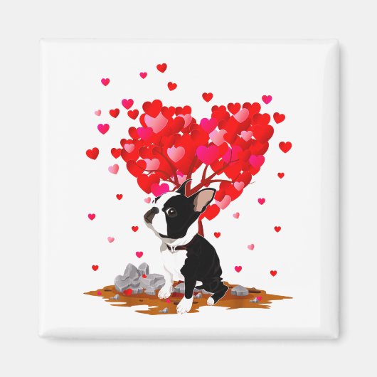 Boston Terrier Lover Heart Shape Boston Terrier Va Magneet (Voorkant)