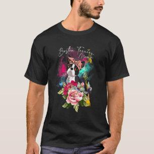 Boston Terrier Mama Florals Cute Dog mama's moeder T-shirt