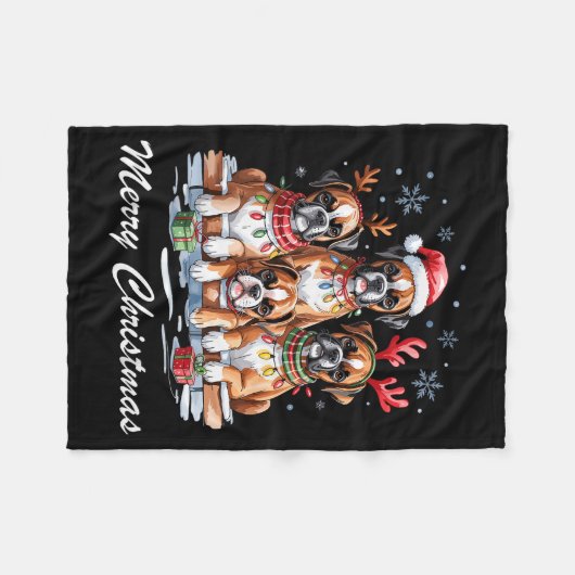 Boston Terrier Merry Christmas Funny Dog Lovers Ho Fleece Deken (Voorkant (Horizontaal))