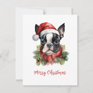 Boston Terrier Merry Christmas Kaart