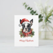 Boston Terrier Merry Christmas Kaart (Staand voorkant)