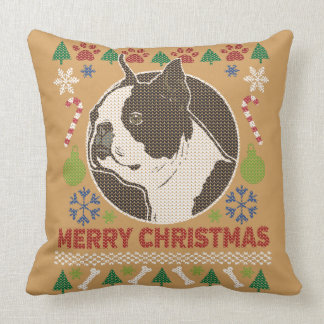 Boston Terrier Merry Kerstmis Ugly Sweater Kussen