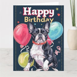 Boston Terrier met Ballonnen Kaart