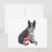 Boston Terrier met drank Briefkaart (Voorkant / Achterkant)